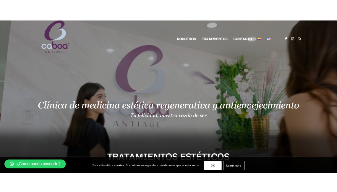 Sitio web de Caboa Anti-Age diseñado por Engranaje Studio